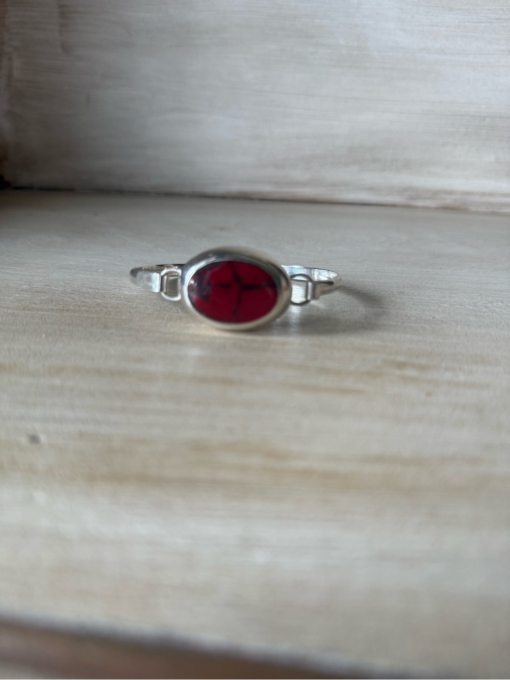 Southwest Red Jasper And Sterling Silver Clasp Bangle Bracelet
